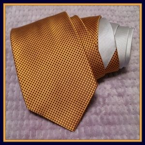 Tommy Hilfiger Micro-Plaid Necktie - Orange / Gold / Navy / Silver Men's Tie